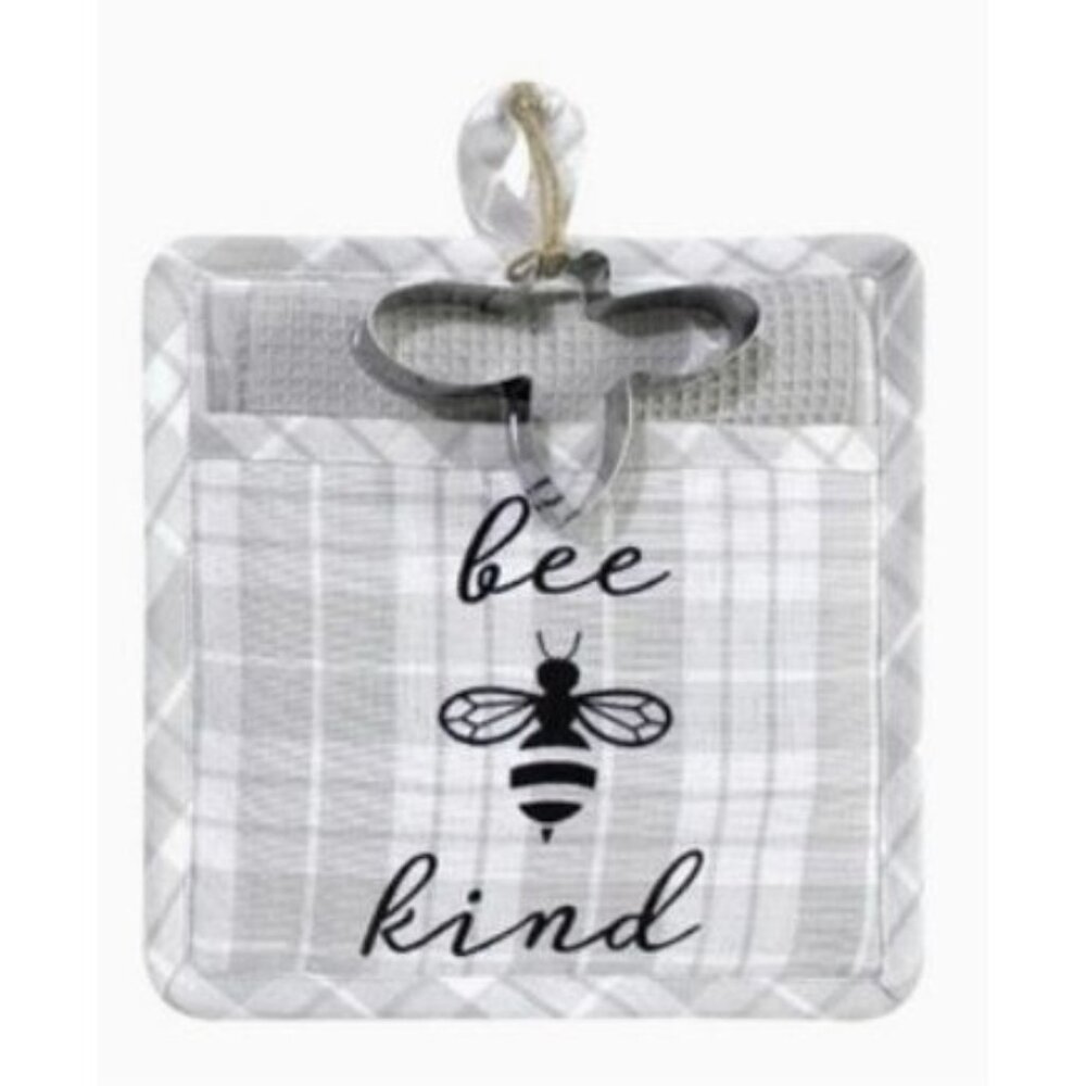 Potholder Set "Bee Kind" Potholder, Kitchen towel, and cookie cutter set - Picture 1 of 1